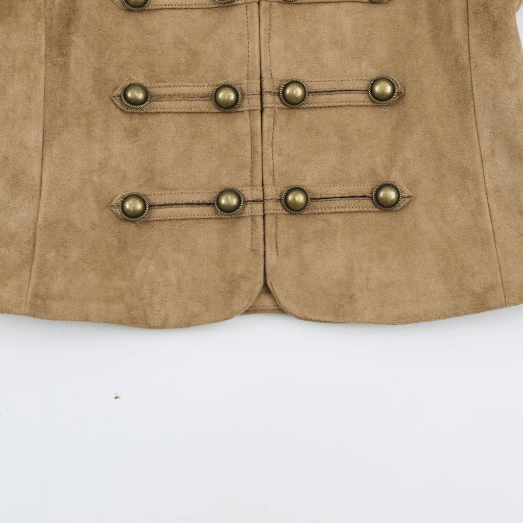 Brown Abstract-Print Zip Jacket