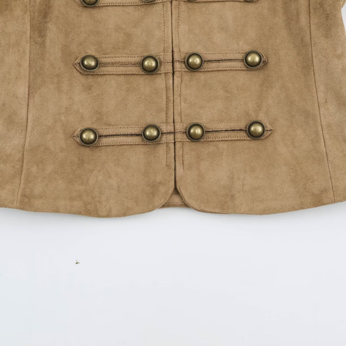 Brown Abstract-Print Zip Jacket