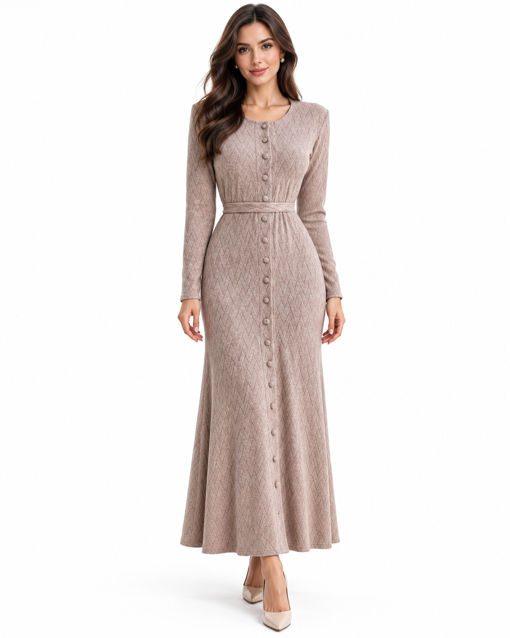 Casual Crew-neck Long-sleeve Sweater Loose-fitting Knit Bodycon Dress