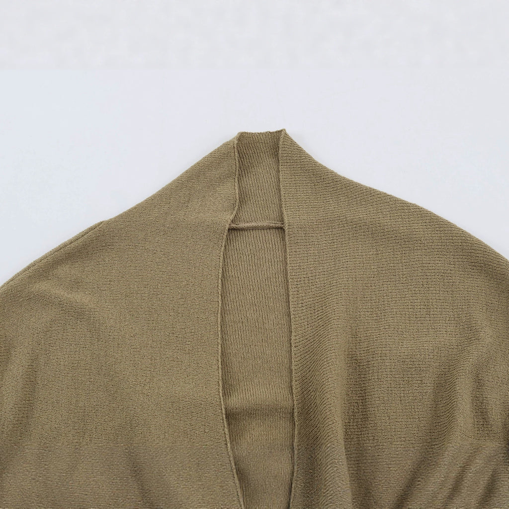 Olive Tie-Waist Knit Jacket
