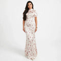 Floral Satin High Neck Mermaid Maxi Dress